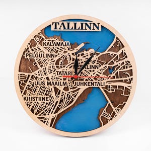 Kaart van Tallinn, stadsstraat SVG, woondecoratie Estland, meerlaags ontwerp, 3D hout lasergesneden, Xtool Crafts, Glowforge-sjablonen, Instant Download