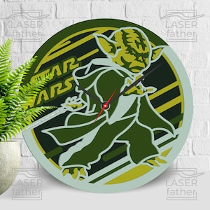 Master Yoda SVG, fichiers laser Star Wars, découpes à la machine CNC, superpositions d'oeuvres d'art en bois, conception Glowforge, projets Cricut, téléchargement numérique
