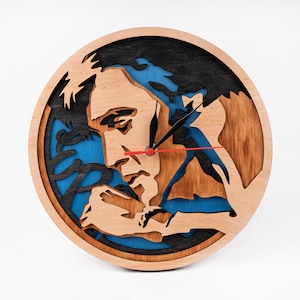 King Of Rock n Roll SVG, Elvis Presley Silhouette, 3D Laserschnitt, geschichtetes Holz Design, Xtool Files, Musikliebhaber Uhr, Instant Download