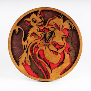Simba y Mufasa SVG, archivos de corte láser del Rey León, reloj de dibujos animados, Disneyland Cricut, descarga digital, diseño de enrutador CNC, plantillas Glowforge