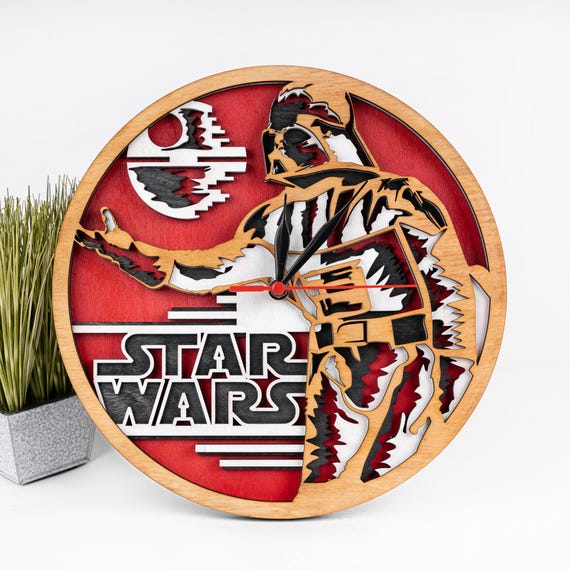 Darth Vader Clock: Star Wars Laser Cut SVG Template (digital