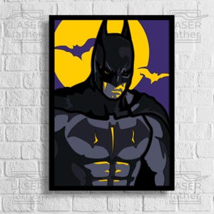 3D meerlaagse Dark Knight, superheld SVG, lasergesneden ontwerp, instant download cdr eps ai dwg dxf, Shadow Box-sjabloon, Glowforge-bestanden