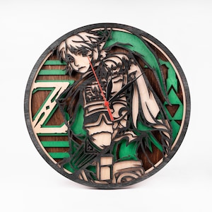 Personnages de jeux vidéo SVG, Zelda et Link, motifs de découpe laser, superpositions de couches, modèle Cricut, horloge Legend of Zelda, téléchargement numérique