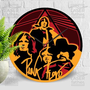 Pink Floyd Band SVG, Design di musica rock, Ritagli laser in compensato, Arte multistrato, Download digitale, Modello di orologio, Progetti Xtool, Cricut Craft
