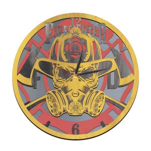 Firefighter Mask SVG, Layered Wood Craft, Fireman Laser File, Cricut Cutting, Xtool Design,  Fire Department Clock, Digital Download