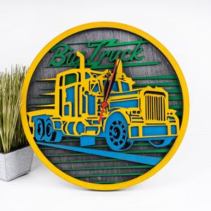 Semi Truck SVG, Wycinanki z drewna, Projekt pojazdu, Pliki cyfrowe ai cdr svg, Zegar cięty laserowo, Szablon papieru warstwowego 3D, Cricut Crafts