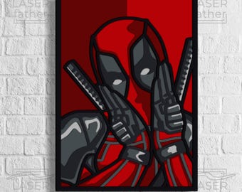 Modello di scatola ombra per supereroi in carta 3D Deadpool SVG (download digitale)