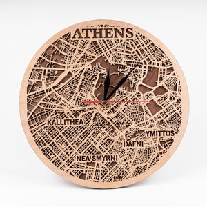 Athen SVG, 3D Laser Cut Map Design, Griechenland Kunst, Sofortiger Download ai cdr svg, Glowforge Dateien, Sperrholz Uhr, 3 Schichten, CNC Crafts