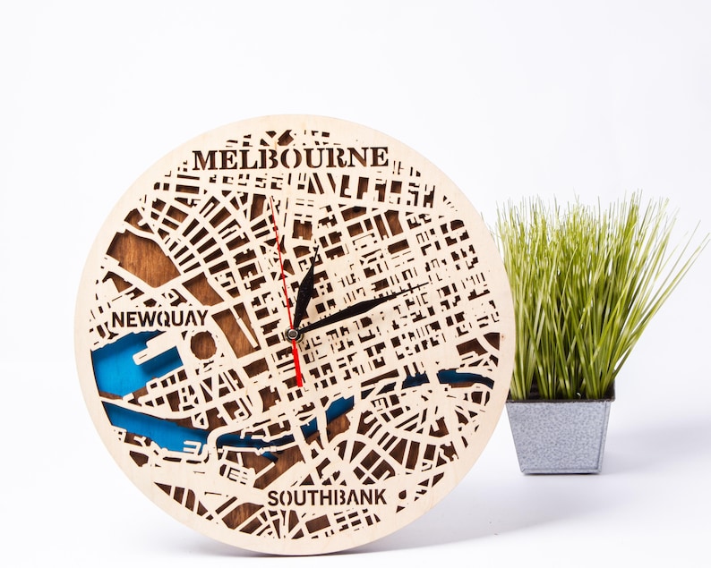 Melbourne City Map Clock SVG: Laser Cut Multilayer Design (digital ...