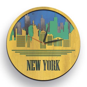 Horizonte de Nova York SVG, Silhueta da Estátua da Liberdade, Relógio de Corte a Laser, Artesanato Cricut em Camadas, Arte de Arranha-céu, Arquivo SVG Digital AI CDR