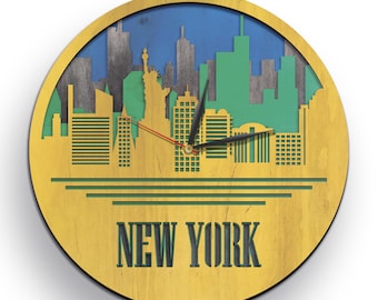 NYC Skyline Laser Cut Clock: Layered SVG, Cricut File (Digital)