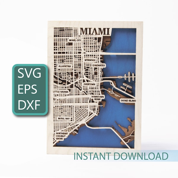 Miami Florida Laser Cut Map Etsy - Il 600x600.6023083496 Pibx 