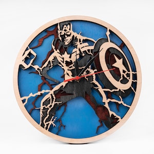 Captain America SVG, progetto Cricut 3D, download digitale, file pronto per laser, taglio del legno, design Avengers, modelli CNC, ritaglio di supereroi