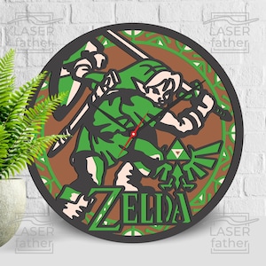 Legend Of Zelda SVG, lien découpé au laser, modèles 3D en couches, fichier vectoriel horloge, téléchargement numérique, conception de jeux vidéo, travaux manuels Cricut, fichiers CNC