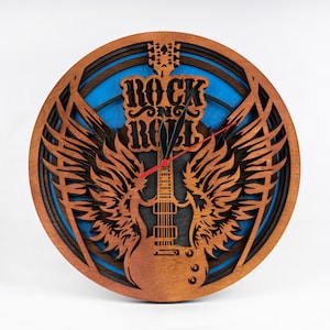 Elektrische gitaar SVG, rock N Roll-bord, multiplex lasergesneden bestand, muziekontwerp, gelaagde Glowforge, CNC-klokbestand, directe digitale download