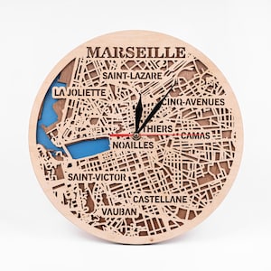 Kaart van Marseille, 3D-meerlaagse SVG, Frankrijk ontwerp, omtrek stadsstraat, houten laseruitsparingen, Glowforge-projecten, Instant Download