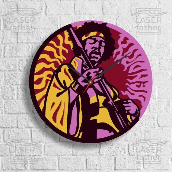 Jimi Hendrix Clock SVG: Multilayered Laser Cut File (digital) - Etsy