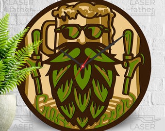 Beer Mug Clock SVG: Hops Art, Bar Decor, Laser Cut File (Digital Download)