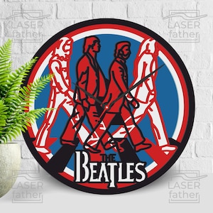 Abbey Road SVG, Relógio dos Beatles, Design de Corte a Laser, Arte de Banda Musical, Artesanato 3D Multicamadas, Recortes de Papel, Modelos Cricut, Download Instantâneo