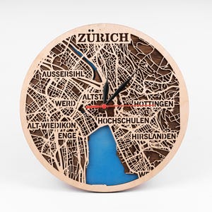 Zürich, Zwitserland, 3D SVG-bestand, lasergesneden houten kaart, gelaagde stad, Glowforge-sjabloon, CNC Craft, Xtool Design, Instant Download