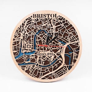 Bristol City SVG, Laser Cut Wood Map, England Clock, Instant Digital Download, Xtool Design, CNC Layered Files, Street Map Art, Cricut Craft
