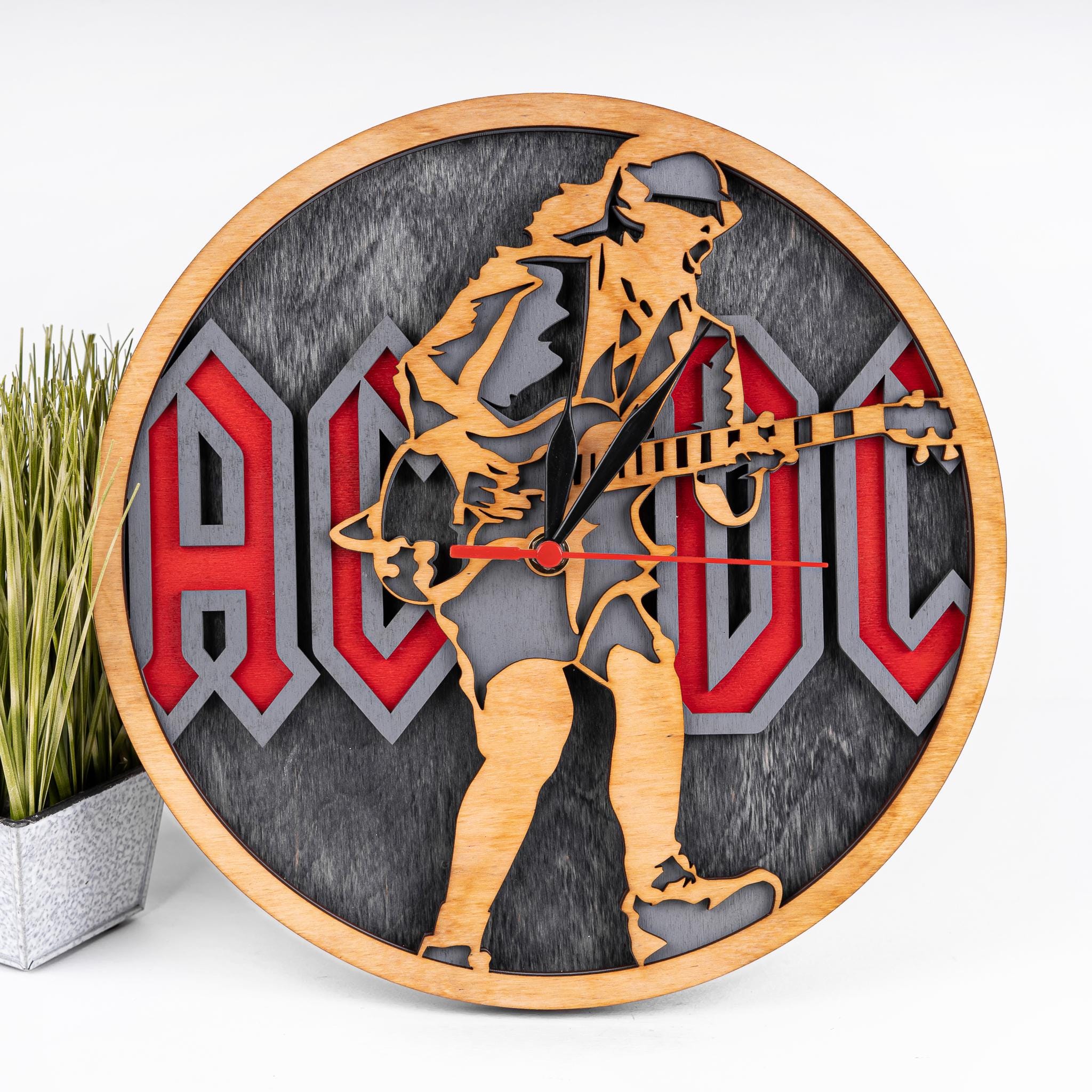 ACDC Guitarist Laser Cut Clock: Multilayer Wooden Art (digital Download ...