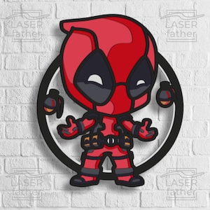 Baby Deadpool SVG, 3D mit mehreren Schichten, digitale dxf eps ai dwg cdr-Dateien, Laserschnitt-Design, Superhelden-Handwerk, Cricut-Projekte, Papierausschnitte