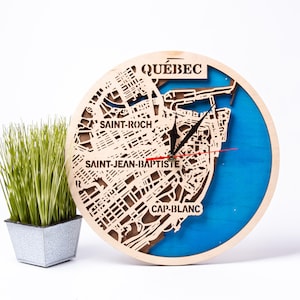 Art de la ville de Québec, carte en couches 3D, Canada SVG, découpe laser de contreplaqué, Cricut, Xtool, CNC, Glowforge, téléchargement numérique ai cdr svg