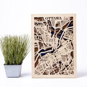 Kaart van Ottawa, kunst aan de muur Canada, multiplex lasergesneden, stadsstratenkaarten, meerlaags ontwerp, direct downloaden, Xtool-bestanden, CNC-routerproject