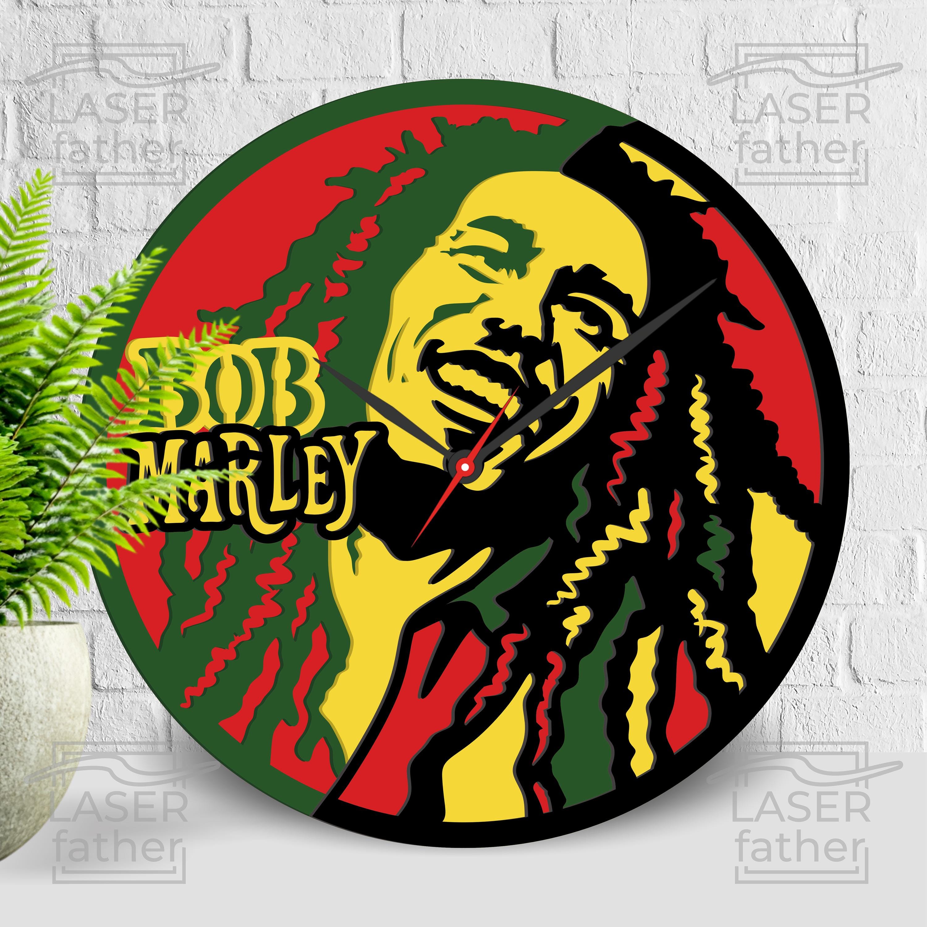 Bob Marley Clock SVG: Reggae Jamaica Art, 3D Layered Laser Cut