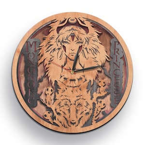 Prinzessin Mononoke SVG, Anime Layered Cut-Datei, Holz Cricut Designs, 3D Laserschneiden, digitaler Download, Uhr Ausschnitt, CNC Projekt-Ideen