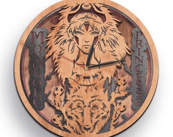 Princess Mononoke Clock SVG: Anime Layered Laser Cut File (Digital Download)