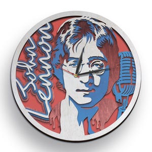 John Lennon SVG, The Beatles SVG, Lenda da música, Design de relógio cortado a laser, Banda de rock, Modelo em camadas 3D, Recortes de madeira Cricut