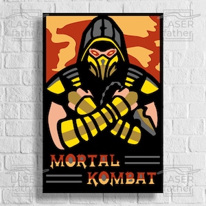 Skorpion SVG, mortal Kombat Design, Ninja Kunst, Videospiel Laser Cut Files, 3D-Schichten Vorlagen, Xtool, Glowforge, Cricut, Instant Download