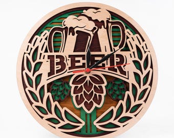 Beer Clock SVG: 3D Bar Decor Laser Cut File (Digital Download)