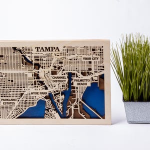 Tampa Karte, Stadtstraße Ausschnitt, Florida State SVG, 3D-Schicht Laserschnitt-Datei, digitaler Download ai cdr svg, Holz Cricut Designs, USA Uhr