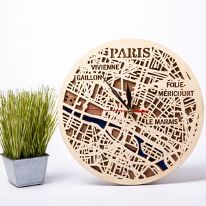 Parijs lasergesneden, gelaagde kaart, stad straat SVG, decor Frankrijk, Cricut snijden, 3 lagen, houtklok CNC-bestanden, digitale download