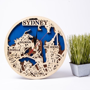 Kaart Sydney, Australië, stadsstraat SVG, houten lasergesneden, 3D Glowforge-projecten, meerlaags ontwerp, CNC-snijden, directe digitale download