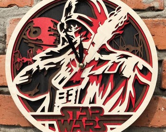 Darth Vader Star Wars Clock SVG: Multilayer Laser Cut Design (Instant Download)