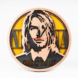 Rock Band SVG, Come As You Are, Kurt Cobain Art, Warstwowe cięcie laserowe, Pliki cyfrowe, Legendy muzyki, Szablony do cięcia drewna, Glowforge, Cricut