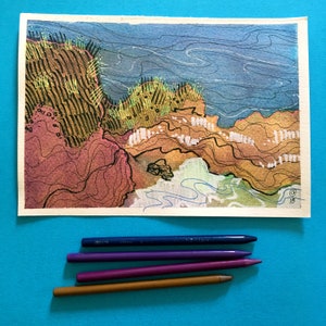 Californië kust aquarel serie 2 - originele kunst - 2/3