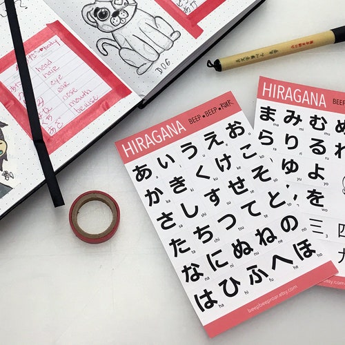 Hiragana Japanese Language Sticker Pack Sticker Sheet Etsy