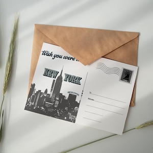 Vintage Ästhetische New York Postkarte - Druckbare NYC Reise Souvenir, digitaler Download für Scrapbooking & Journaling