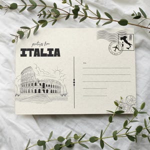 Printable Italy Postcard, Vintage Aesthetic Digital Download, Rome Colosseum Travel Souvenir, Instant Postcard for Scrapbooking & Journaling