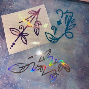 Floral Zodiac Sign Vinyl Decal  Stickers, Choose Your Design and Vinyl Color, 9 different sizes, Cute Holographic Zodiac Stickers