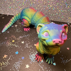 Ferret Articulated Animal  | Highly Posable, 3D Printed, Flexible Fidget, Chose Your Color, Hand Painted Eyes and Details | Sensory Gadget