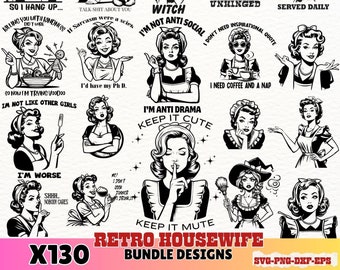 Vintage Retro Housewife Svg and Png Funny Sarcastic Sublimation Design TShirt Mug Tote png SVG Cut File Download