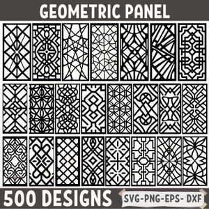 Geometrische Panel SVG Bundle, Laser Cut Design Dateien, CNC Vorlagen, Wand Kunst Muster, digitaler Download für Cricut & Silhouette
