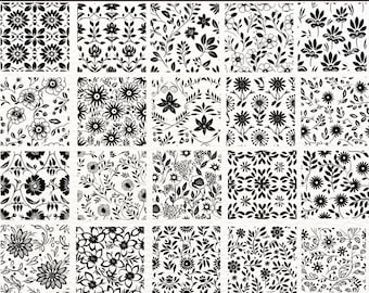 Floral Pattern SVG Bundle - Seamless Floral Vector Design Pack for Cricut, Silhouette, Laser Cutting - PNG, DXF, Eps Included