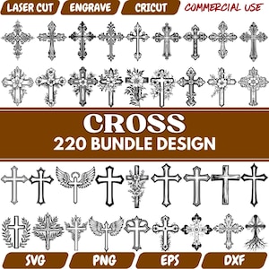 Kreuz Bundle SVG-Schnittdateien, religiöses Kreuz Laser Cut Designs, christliches Kreuz Gravur PNG, Cricut Kreuz DXF, digitale Kreuz Clipart